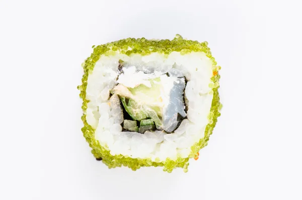 Sushi with fish and green caviar — Stock Photo, Image