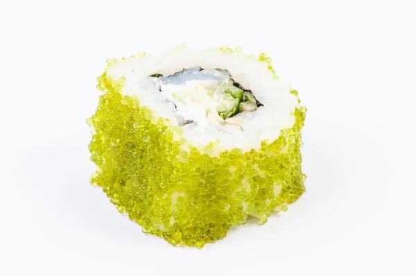 Sushi with fish and green caviar — Stock Photo, Image