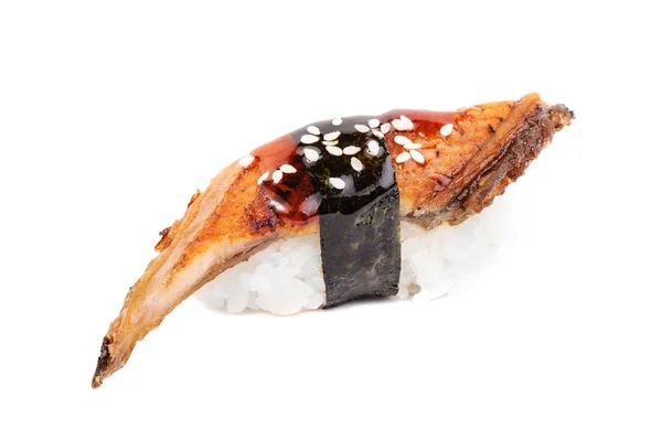 Sushi nigiri with fried eel on white background isolated — Stock Photo, Image