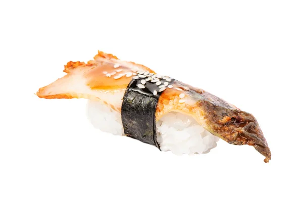 Sushi Nigiri mit gebratenem Aal auf weißem Hintergrund isoliert — Stockfoto