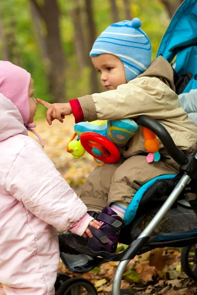 İki bebek kelepçelememz Parkı — Stok fotoğraf