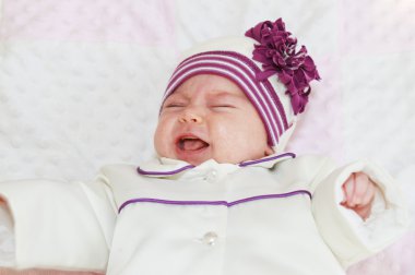Crying newborn baby girl clipart