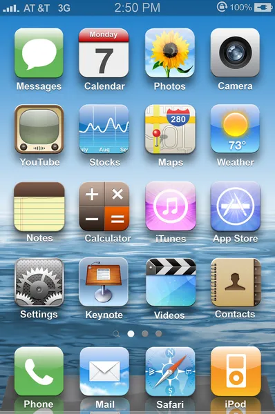 stock image Icons on main display on iPhone 4.