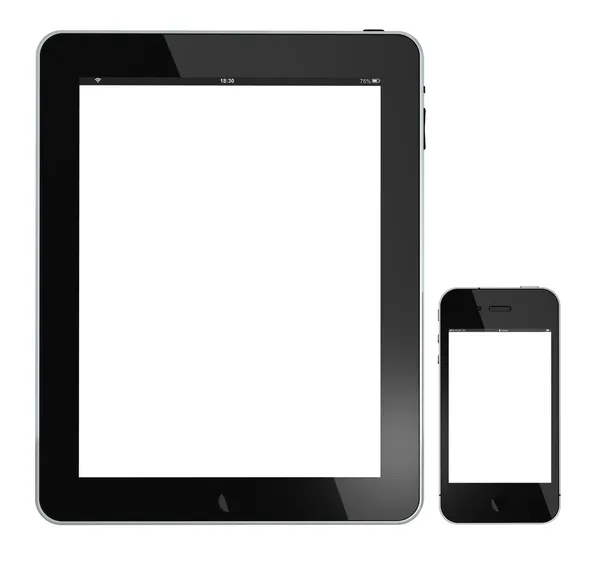 Tablet Pc και smartphone μαύρο απομονωθεί — Διανυσματικό Αρχείο