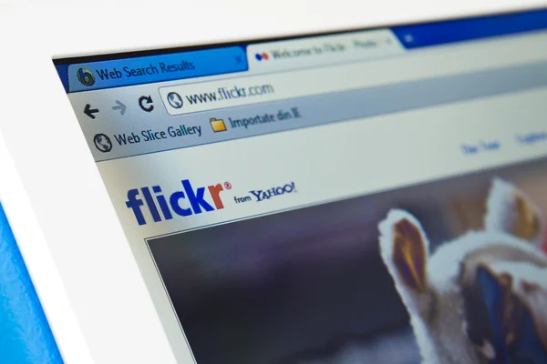 Flickr webbsida i webbläsaren — Stockfoto