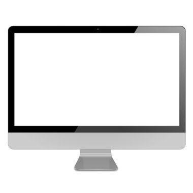 Metalik bilgisayar ile düz ekran paneli - Vektör formatında
