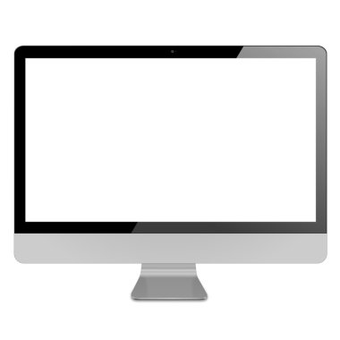 Metallic computer with flat-screen panel - vector format clipart