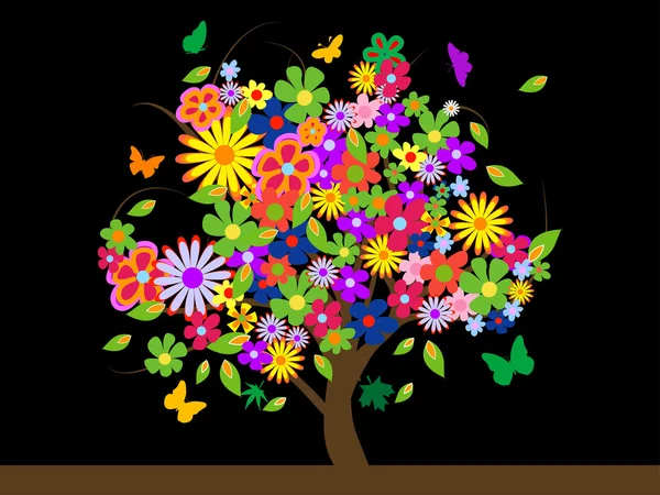 Arbre coloré avec des fleurs — Photo