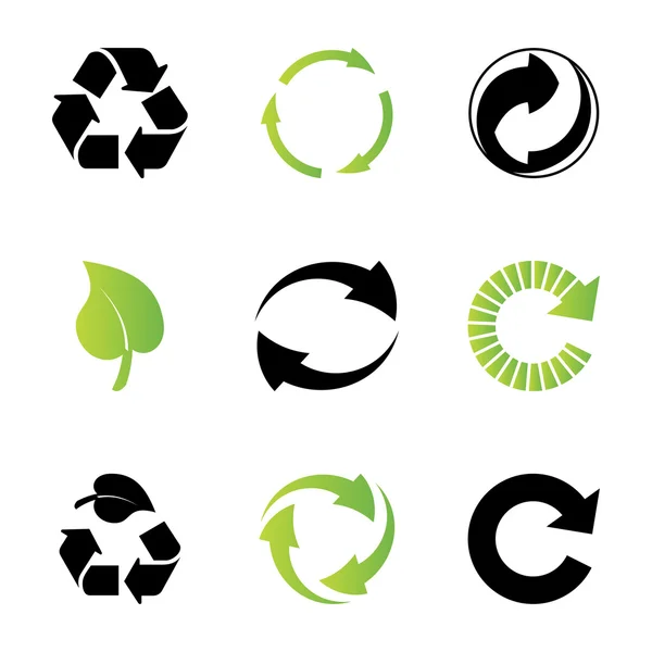 Ícones de reciclagem ambiental — Fotografia de Stock