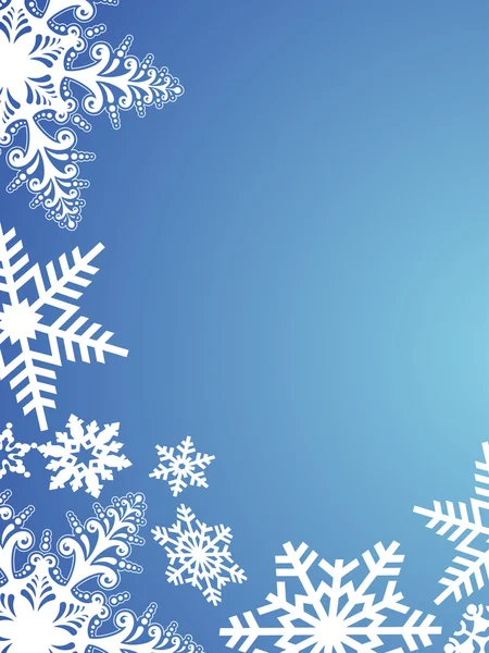 Flocons de neige sur fond bleu — Photo
