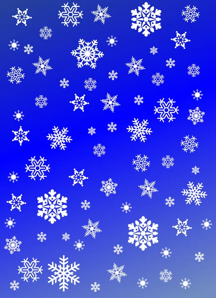 Νιφάδες χιονιού σε μπλε φόντο — Φωτογραφία Αρχείου