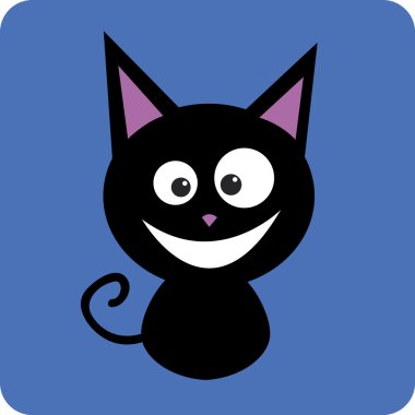 Kara kedi gülümseyen