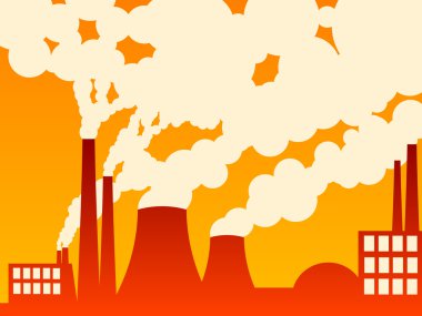  illustration of a factory belching out pollution clipart