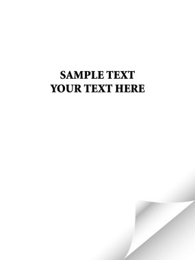 White paper with realistic page curl clipart