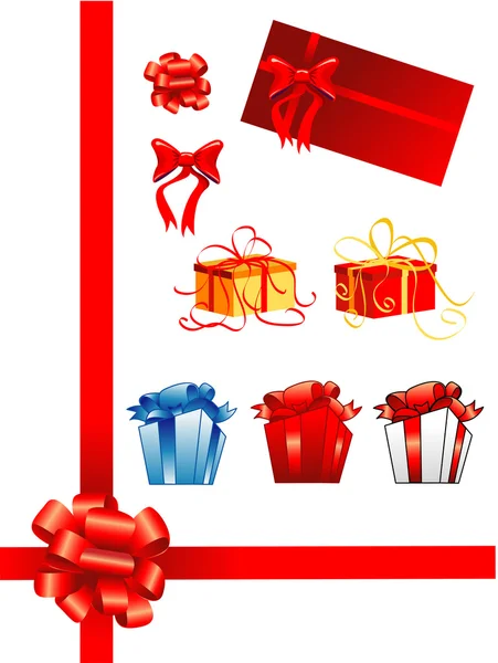 Bows, giftboxes, ribbons — Stock Photo, Image