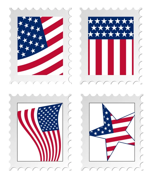 Illustration of post stamps with USA national flag — Stock Photo, Image