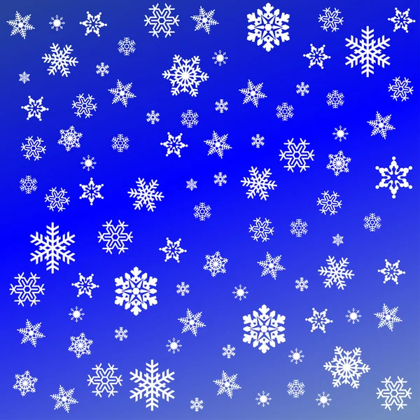 Νιφάδες χιονιού σε μπλε φόντο — Φωτογραφία Αρχείου