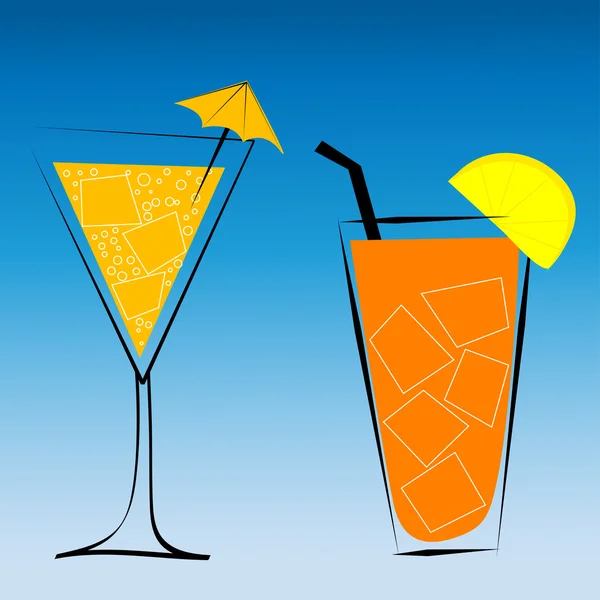 Cocktails on blue background — Stock Photo, Image
