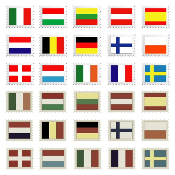Set di francobolli di bandiera, illustrazione facilmente modificabile — Foto Stock