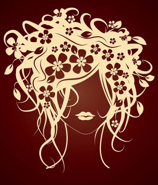 Красива дівчина з квітами в волоссі — стокове фото