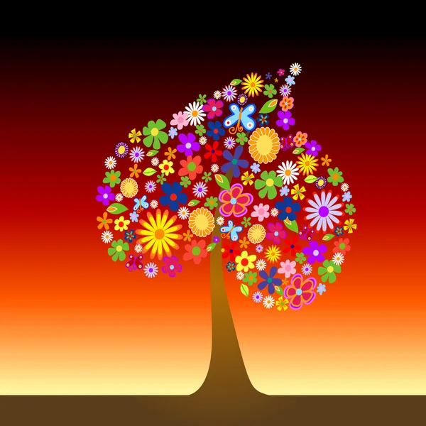 Färgglada träd med blommor — Stockfoto