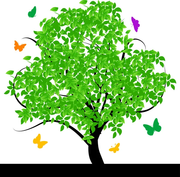 Абстрактное дерево с зелеными листьями — стоковое фото