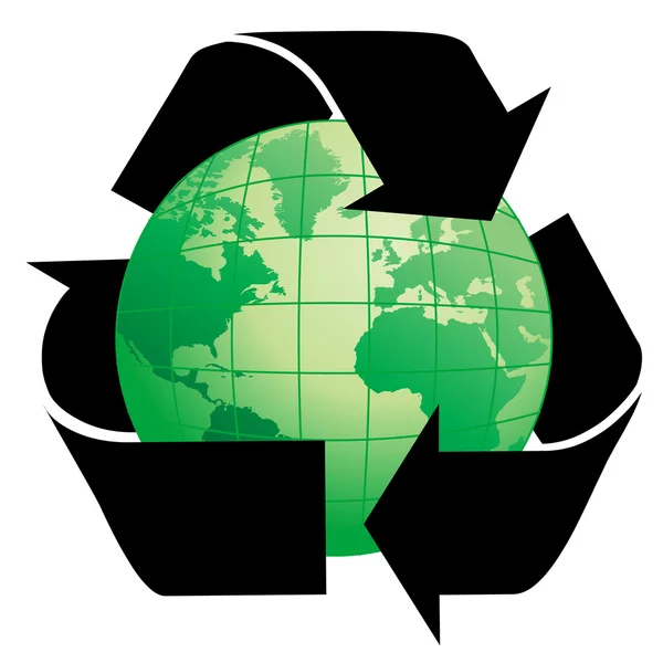行星地球与回收符号 — 图库照片