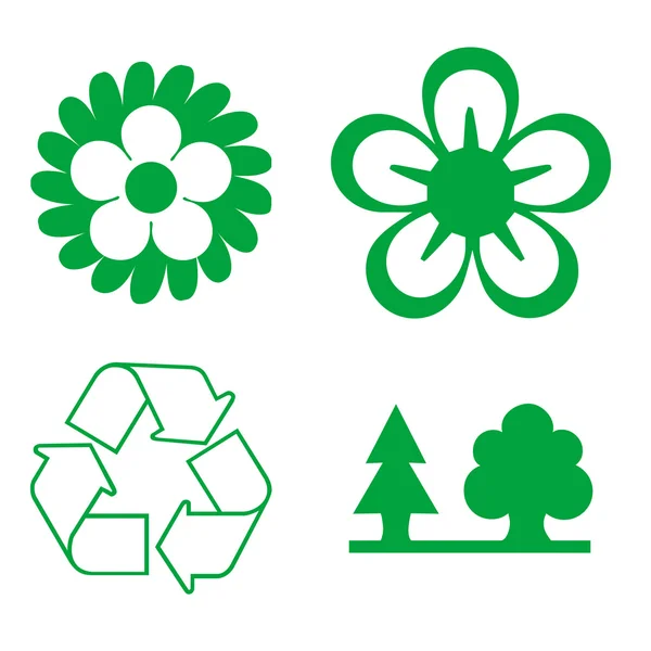 Set of green environmental icons illustration — Zdjęcie stockowe