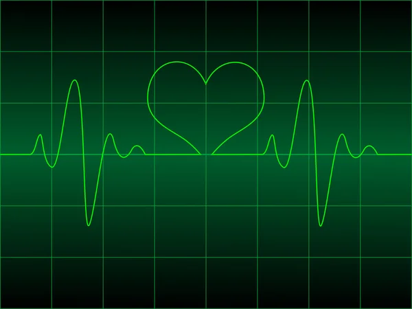 Cardiogramme cardiaque avec cœur dessus — Photo
