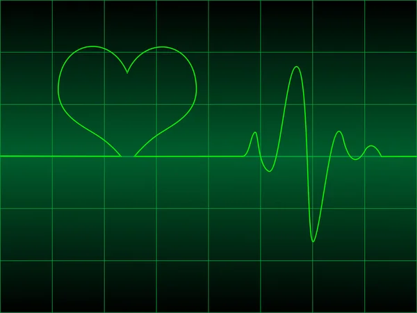 Cardiogramme cardiaque avec cœur dessus — Photo