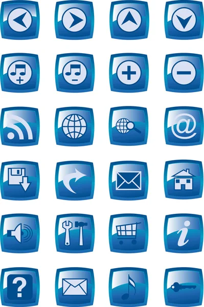 Illustration of glossy multimedia icon set — 스톡 사진