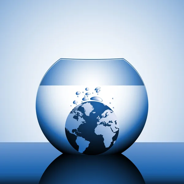 A globe sinking in water — Stock Photo, Image