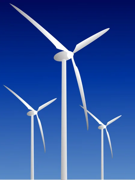 Wind power plants on blue background — Stock Photo, Image