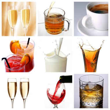 Collage of drink related pictures clipart