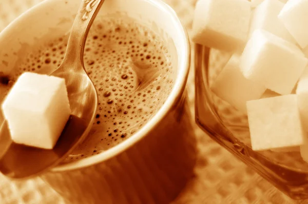 Kawa i cukier — Zdjęcie stockowe