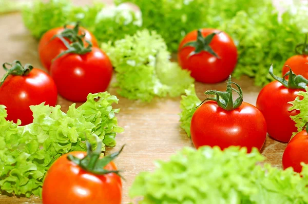 Frischer Salat mit Tomaten — Stockfoto