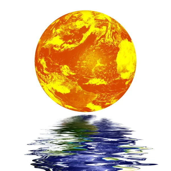 Planeta tierra reflejada en la parte superior del agua — Foto de Stock