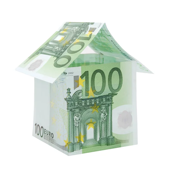 Ett hus gjort från euro räkningar — Stockfoto