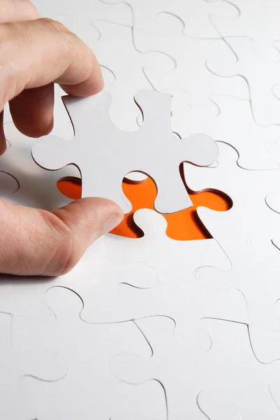 Puzzle background with one missing piece — Stock Photo, Image