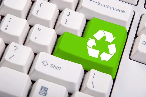 stock image Recycle symbol on the computer keyboard