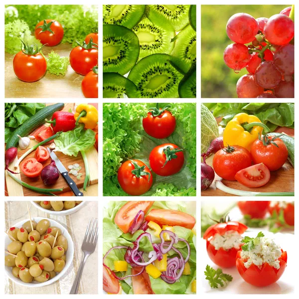 Friska grönsaker och livsmedel collage — Stockfoto