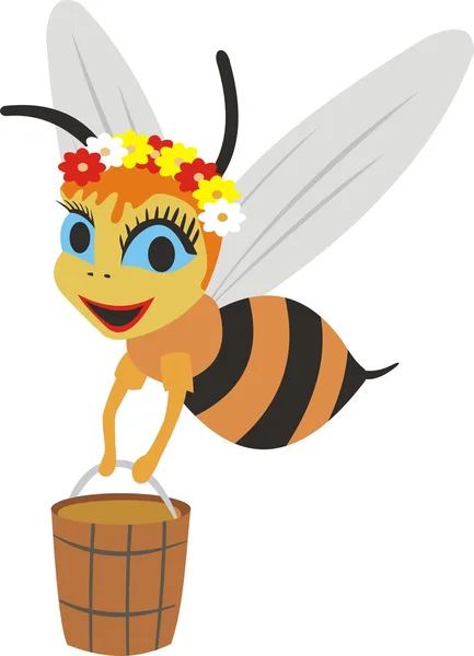 Bee with a bucket of honey — Stock Vector
