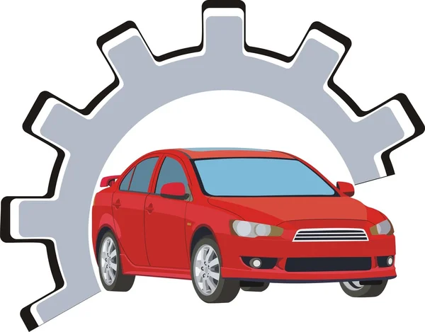 Σημάδι υπηρεσίες συντήρησης και επισκευής των οχημάτων με κινητήρα — Διανυσματικό Αρχείο