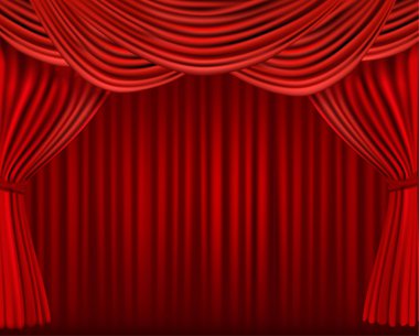 Background with red velvet curtain. clipart