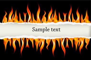 Fire flame on a black background. Vector illustration. clipart