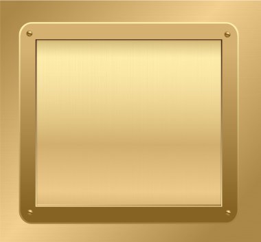 Gold metallic plaque on a gold background. Vector illustration. clipart