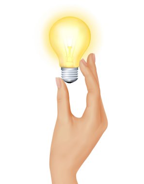 Yellow light bulb in hand. clipart