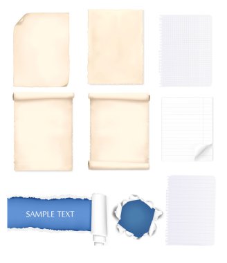 Set of some paper sheets. Vector illustration. clipart