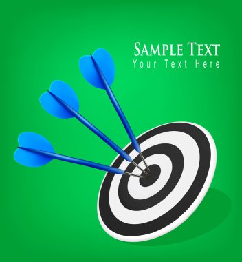 Üç ok hedefe isabet. başarı kavramı. vektör çizim