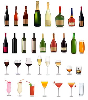 Set of different drinks and cocktails. clipart